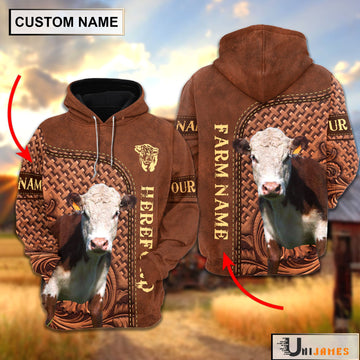 Uni Hereford Cattle Farming Life Personalized Name & Farm Name Hoodie