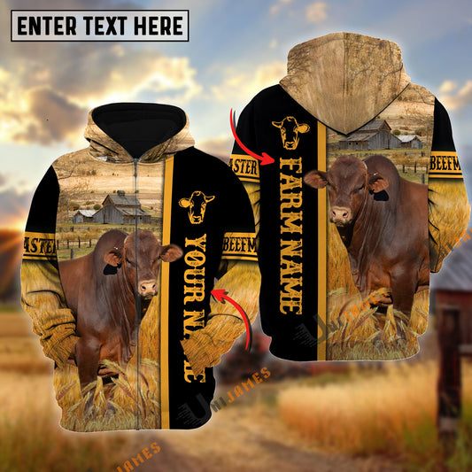 Uni Beefmaster Autumn Farming Personalized Name, Farm Name 3D Hoodie