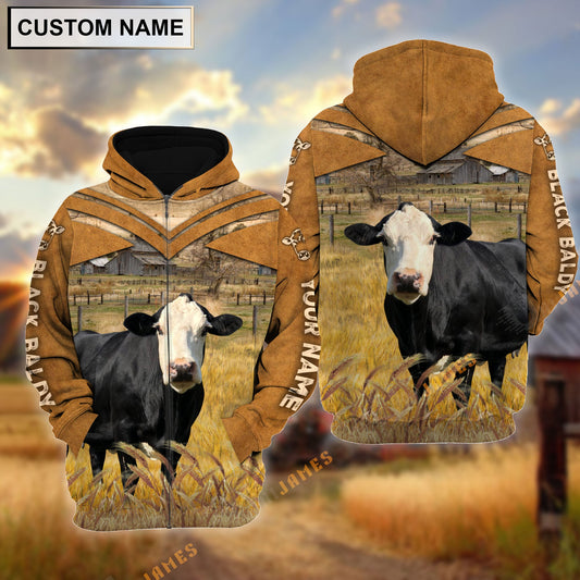 Uni Personalized Name Black Baldy Brown Pattern 3D Hoodie