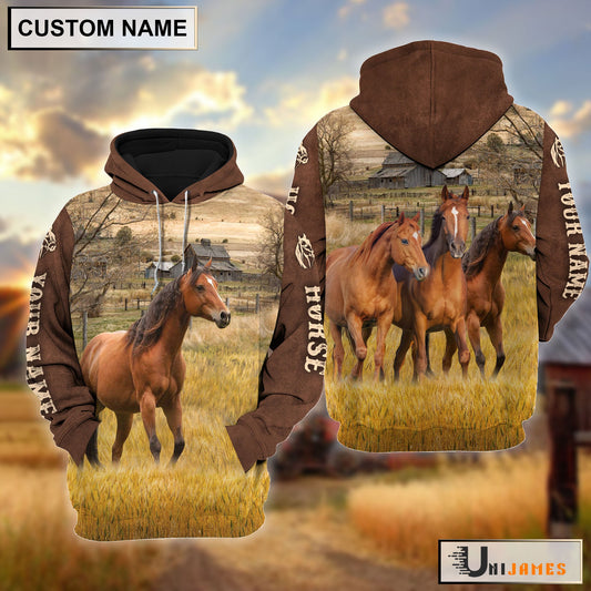 Uni Horse Brown Sleeve Personalized Hoodie