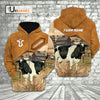 Uni Holstein Cattle Personalized Name Farming Life 3D Hoodie