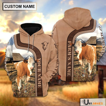 Uni Personalized Name Simmental Light Brown Hoodie