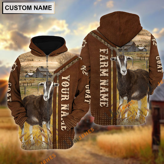 Uni Goat Personalized Name, Farm Name 3D Hoodie