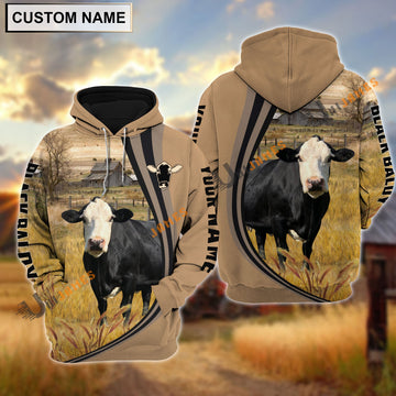 Uni Black Baldy Grey Farming Personalized Name Hoodie