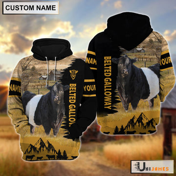 Uni Belted Galloway Happy Life Farm Personalized 3D Hoodie