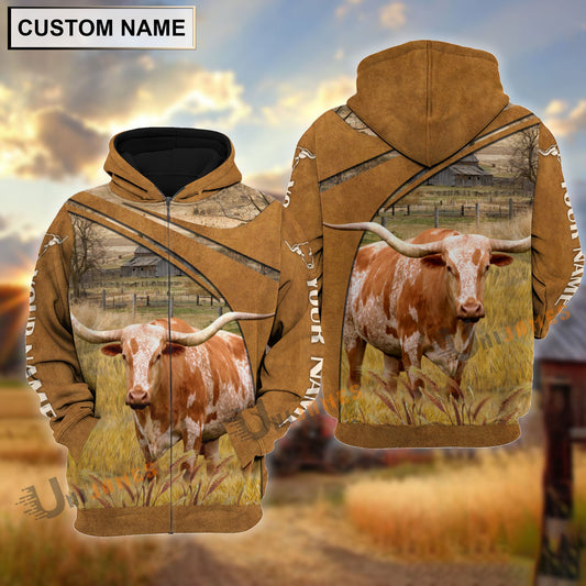 Uni Personalized Name Texas Longhorn Farming Life 3D Shirt