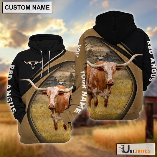 Uni Texas Longhorn Farming Life Personalized Name 3D Hoodie