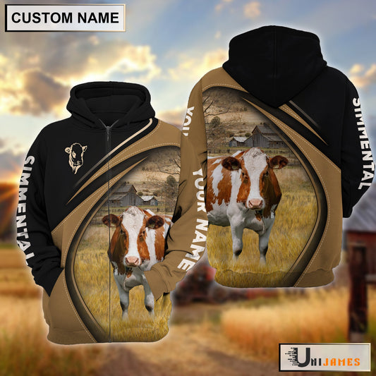 Uni Simmental Farming Life Personalized Name 3D Hoodie