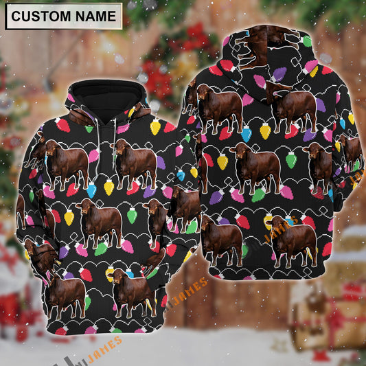 Uni Beefmaster Christmas Led Light Personalized Name 3D Hoodie