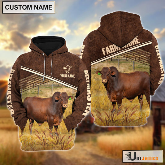 Uni Beefmaster On Farm Leather Pattern Personalized Hoodie