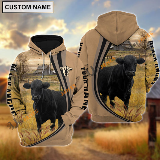 Uni Black Angus Grey Farming Personalized Name Hoodie