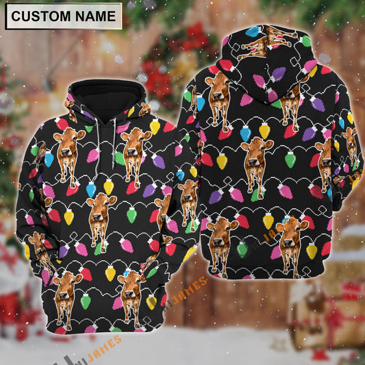 Uni Jersey Christmas Led Light Personalized Name 3D Hoodie
