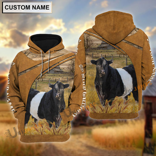 Uni Personalized Name Belted Galloway Farming Life 3D Shirt
