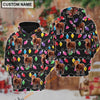Uni Red Angus Christmas Led Light Personalized Name 3D Hoodie