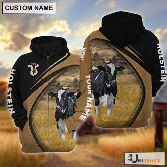 Uni Holstein Farming Life Personalized Name 3D Hoodie