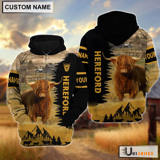 Uni Highland Happy Life Farm Personalized 3D Hoodie