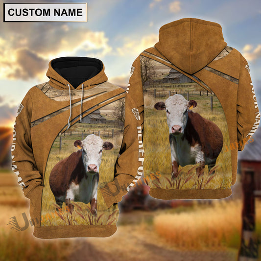 Uni Personalized Name Hereford Farming Life 3D Shirt