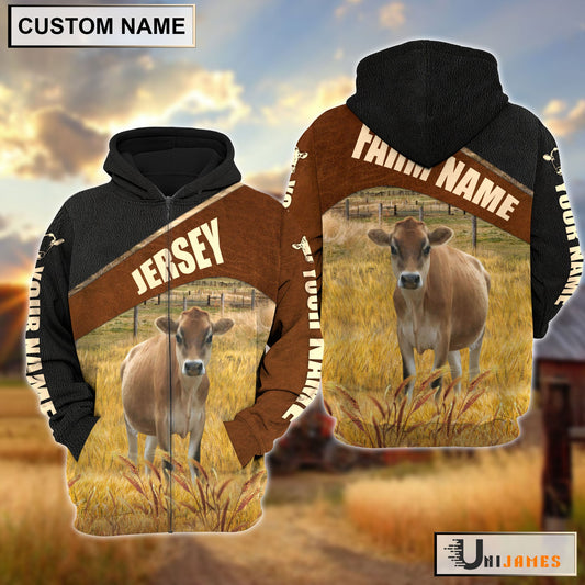 Uni Personalized Name & Farm Name Jersey Cattle Hoodie