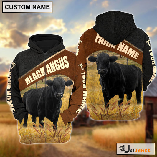 Uni Personalized Name & Farm Name Black Angus Cattle Hoodie