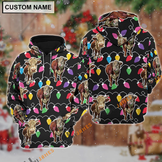 Uni Hereford Christmas Led Light Personalized Name 3D Hoodie