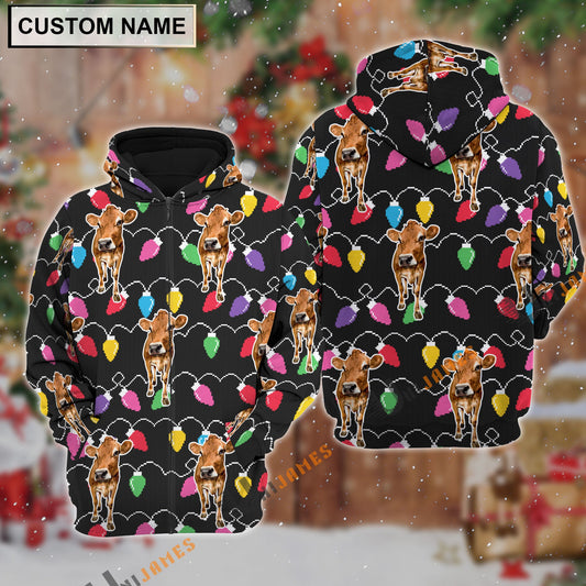 Uni Jersey Christmas Led Light Personalized Name 3D Hoodie