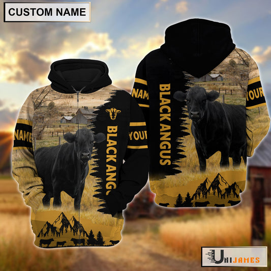 Uni Black Angus Happy Life Farm Personalized 3D Hoodie