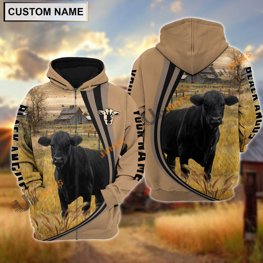 Uni Black Angus Grey Farming Personalized Name Hoodie