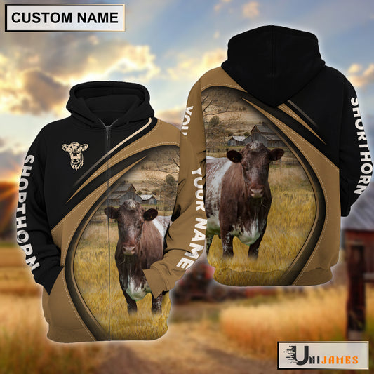 Uni Shorthorn Farming Life Personalized Name 3D Hoodie