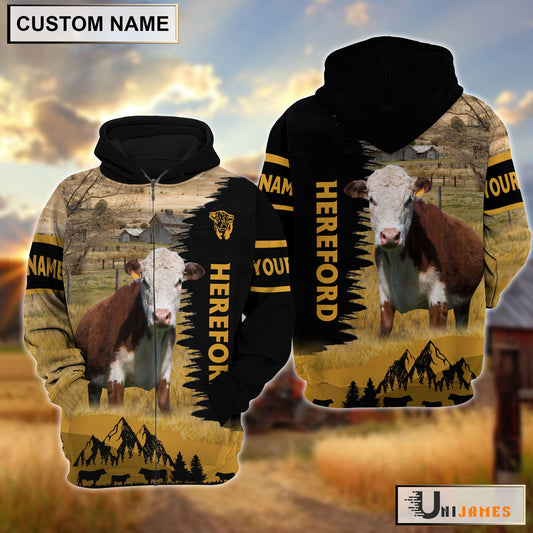 Uni Hereford Happy Life Farm Personalized 3D Hoodie