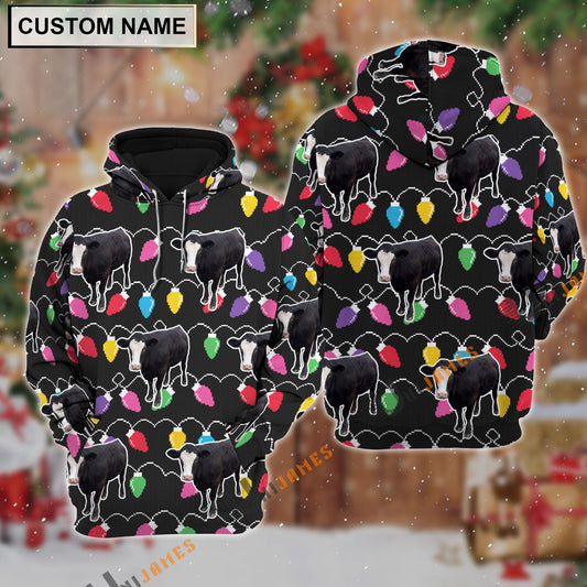 Uni Black Baldy Christmas Led Light Personalized Name 3D Hoodie