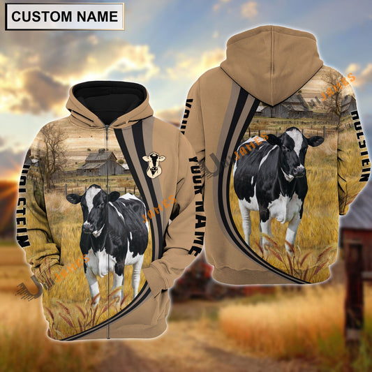 Uni Holstein Grey Farming Personalized Name Hoodie