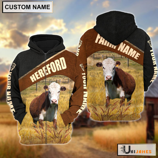 Uni Personalized Name & Farm Name Hereford Cattle Hoodie