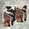 Uni Red Angus Black White Custom Name 3D Hoodie