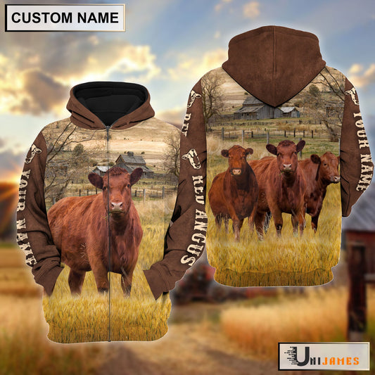 Uni Red Angus Brown Sleeve Personalized Hoodie