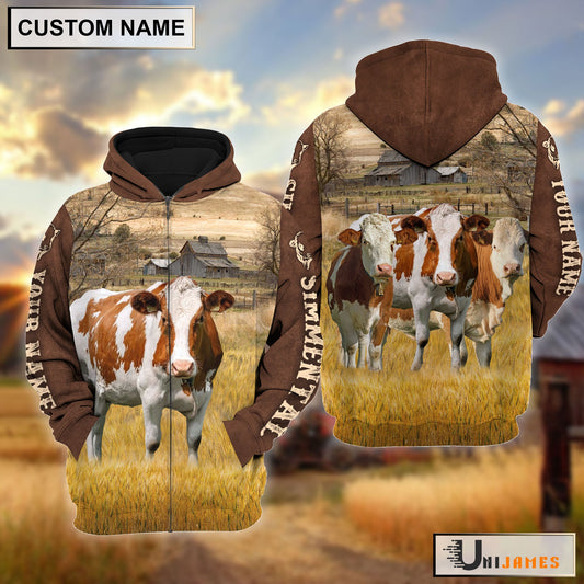 Uni Simmental Brown Sleeve Personalized Hoodie