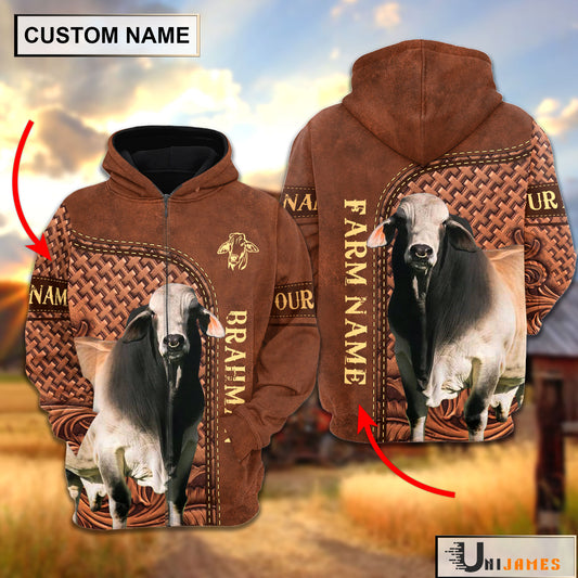 Uni Brahman Cattle Farming Life Personalized Name & Farm Name Hoodie