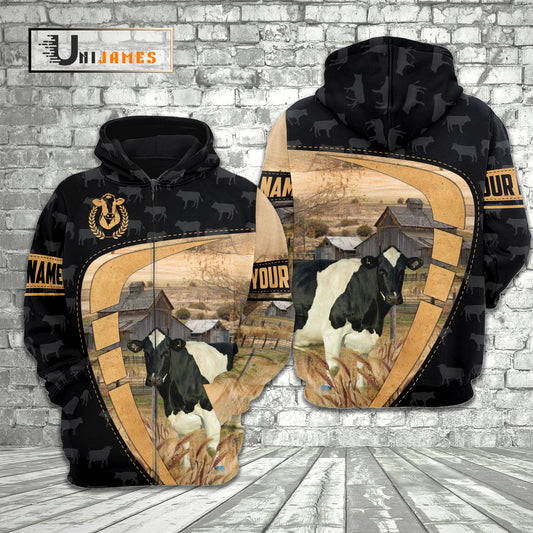 Uni Holstein Yellow Black Customized Name 3D Hoodie