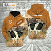 Uni Holstein Cattle Personalized Name Farming Life 3D Hoodie