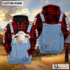 Uni Sheep Red Jeans Pattern Personalized Name 3D Hoodie