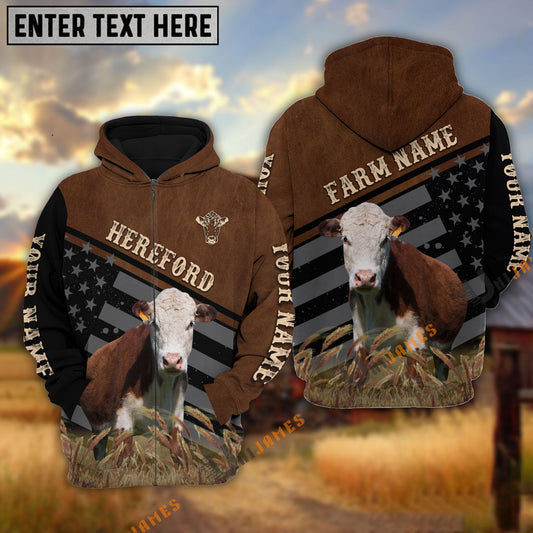Uni Hereford Black & Brown Flag Pattern Personalized Hoodie