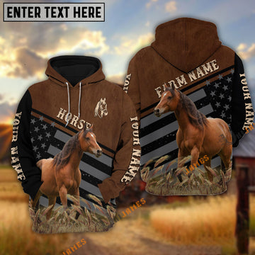 Uni Horse Black & Brown Flag Pattern Personalized Hoodie