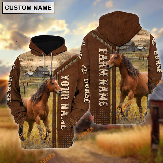 Uni Horse Personalized Name, Farm Name 3D Hoodie