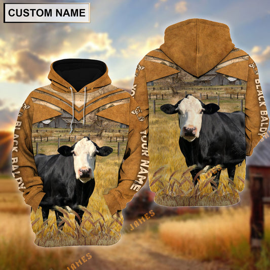Uni Personalized Name Black Baldy Brown Pattern 3D Hoodie