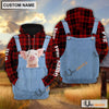 Uni Pig Red Jeans Pattern Personalized Name 3D Hoodie