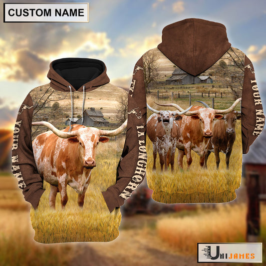 Uni Texas Longhorn Brown Sleeve Personalized Hoodie