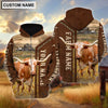 Uni Texas Longhorn Personalized Name, Farm Name 3D Hoodie