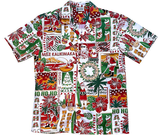 Uni Aloha Christmas Traditions White   Aloha Shirt Short Sleeve Shirt Vacation Hawaiian Outdoor Vacation