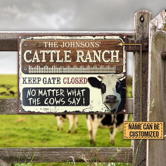 Dairy Farm Cattle Keep Gate Closed Custom Classic Metal Signs