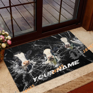 Uni Holstein Broken Glass Custom Name 3D Doormat