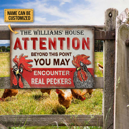 Personalized Chicken Attention Peckers Customized Classic Metal Signs